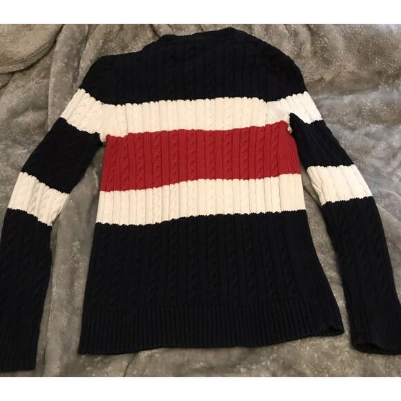 Tommy Hilfiger Women's Blue Color block Cotton Cable-Knit Sweater Size M - Picture 5 of 6